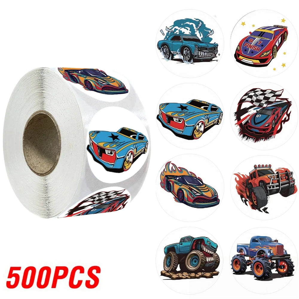 100-500pcs Car Toy Cars and Vehicles Shaped Sticker Decoration Gift Box Sticker Label Stationery Sticker 2.5cm/1inch (ONLINE ORDER ONLY)