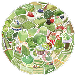 Cartoon Dessert Stickers: Matcha Cake Decals for Fridge, Laptop, Bicycle - Waterproof 10/30/50PCS (Online Order Only)