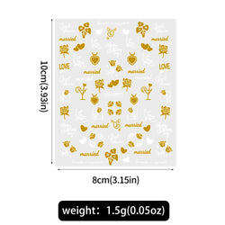 1PC Holographic Laser Heart Nail Stickers-3D Self-Adhesive Golden White Valentines Day Nail Decals For Women Nail Art Decoration (ONLINE ORDER ONLY)