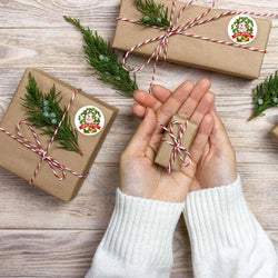 100-500pcs Christmas Gift Decorative Stickers 1 Inch Round Thank You Labels Handmade Candy Biscuits Packaging Christmas Sticker (ONLINE ORDER ONLY)