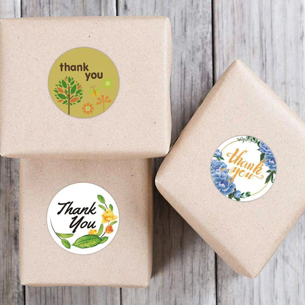 500pcs/roll Thank You Stickers Flower Pattern Party Wedding Decoration Gift Envelope Seal Labels Scrapbooking Stickers (ONLINE ORDER ONLY)