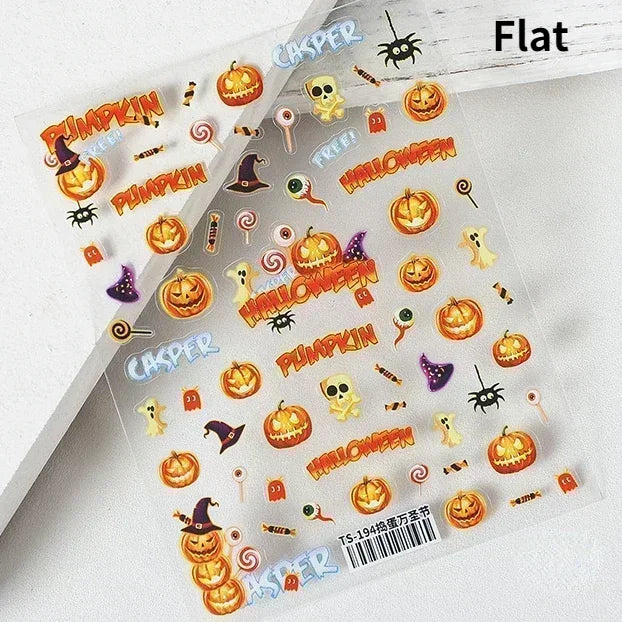 Cat Eye Shiny Blue Purple Spider Cross Love Heart Star Snake Web Jelly Thrilling Nail Art Stickers Manicure Decals Halloween (ONLINE ORDER ONLY)