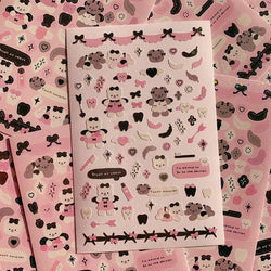Korean Cute Devil Bear Dialog Laser Sticker Scrapbooking DIY Album Decoration Sticker Aesthetic Kawaii Stationery Halloween Gift (ONLINE ORDER ONLY)