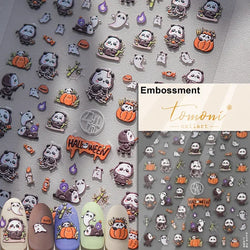 Cat Eye Halloween Terror Spider Cross Rose Love Heart Flower Snake Web Candy Bunny Thrilling Nail Art Stickers Manicure Decals (Online Order Only)