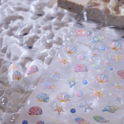 Conch Starfish Shell Beach Fish Star Ocean Colorful Water Bubbles Summer Delicate Self Adhesive Nail Art Stickers Manicure Decal (ONLINE ORDER ONLY)