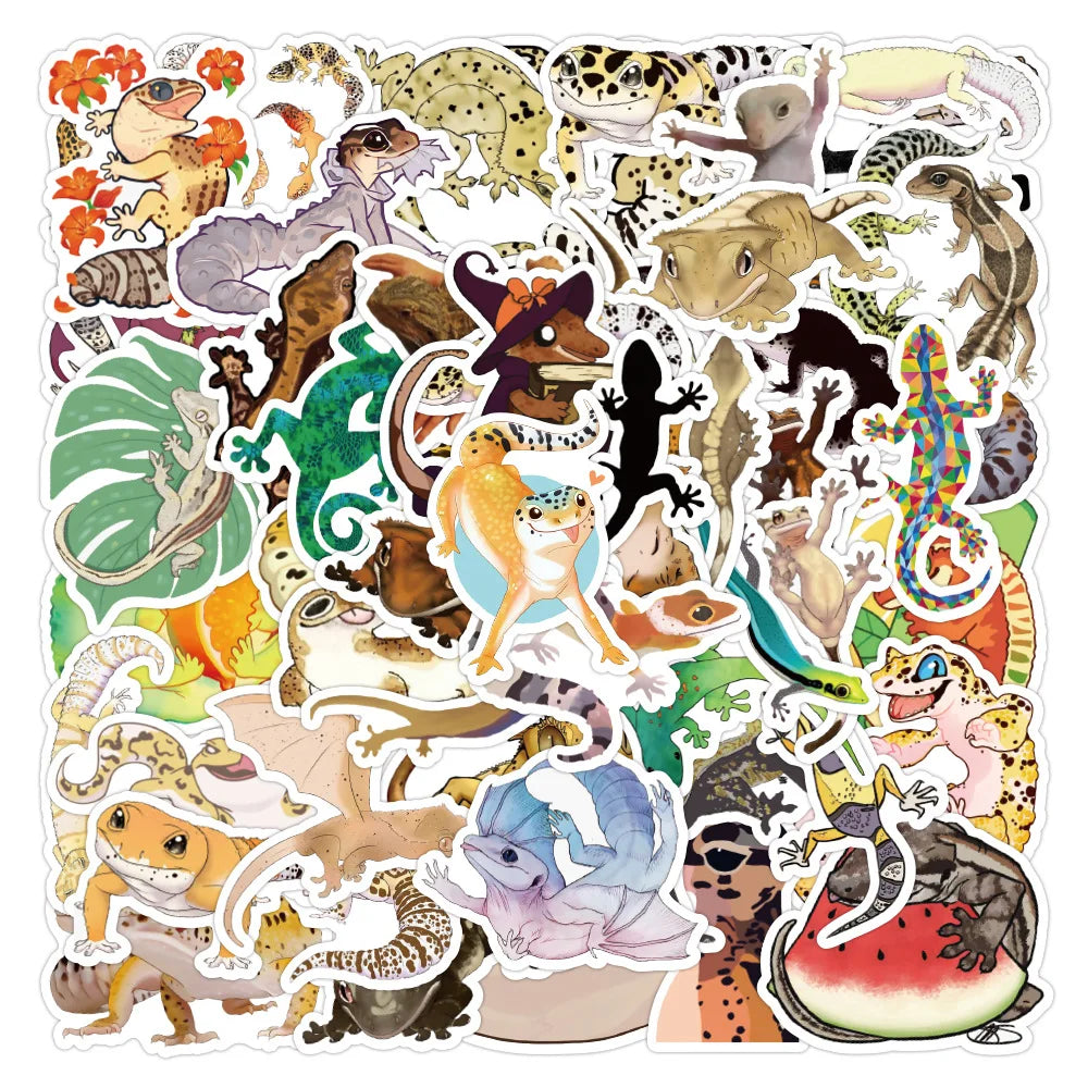 10/50Pcs Funny Animal Gecko Lizard Stickers for Skateboard Gift Box Bicycle Computer Notebook Car Decal Children's Toys (Online Order Only)