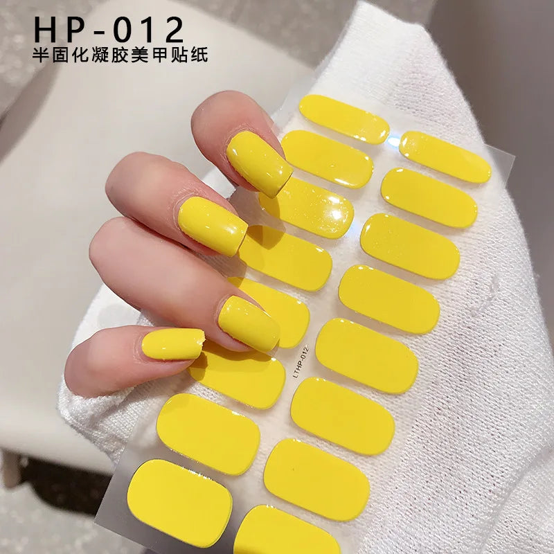 Nude Pink French Semi-Cured Gel Nail Patch Slider Adhesive Waterproof Long Lasting Full Cover Gel Nail Sticker UV Lamp Needed *^ (ONLINE ORDER ONLY)