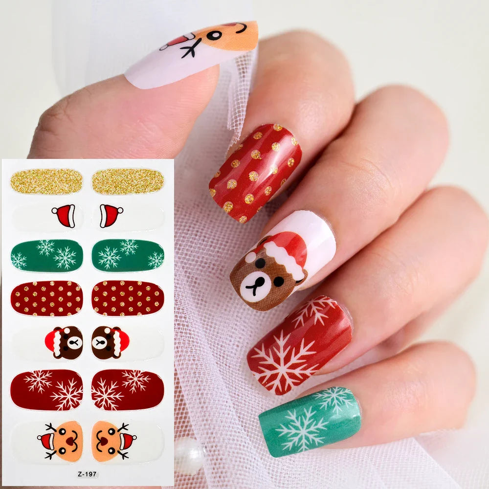 14Tips Solid Color Stickers Nail Art Supplies European & American Simple Decals Oil Film Decals Press on Nails Stickers Designer (ONLINE ORDER ONLY)