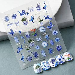 Chic Dragonfly Spider Insect Butterfly 3D Self Adhesive Nail Art Decoration Sticker Heart Puppy Flower Manicure Decal Y2K Flower (ONLINE ORDER ONLY)