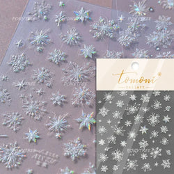Snowman Tree House Cedar White Pine Forest Warm Winter Cloud Self Adhesive Nail Art Stickers Snowflake Star Snow Manicure Decals (ONLINE ORDER ONLY)