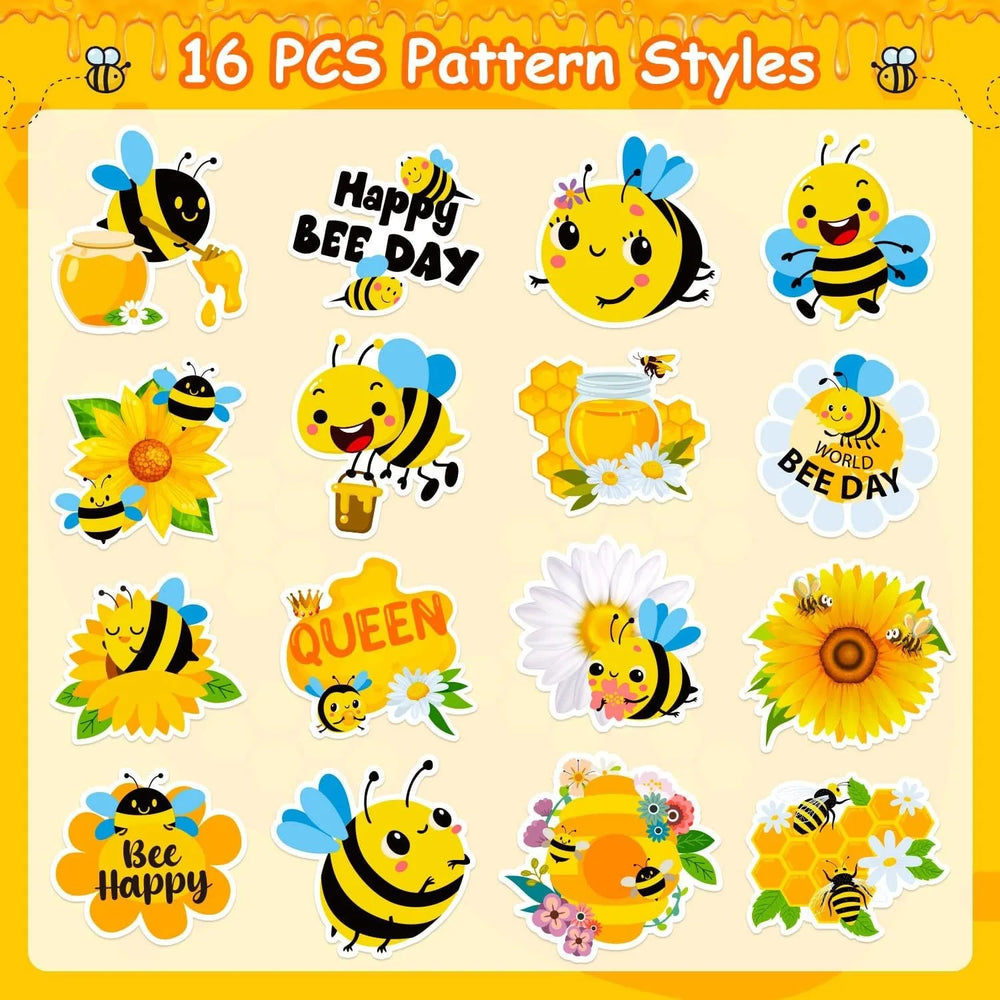 500Pcs /1 Rolls 2.5cm/1inch Yellow Bee Flower Shaped Sticker Decoration Gift Box Sticker Label Stationery Sticker (ONLINE ORDER ONLY)