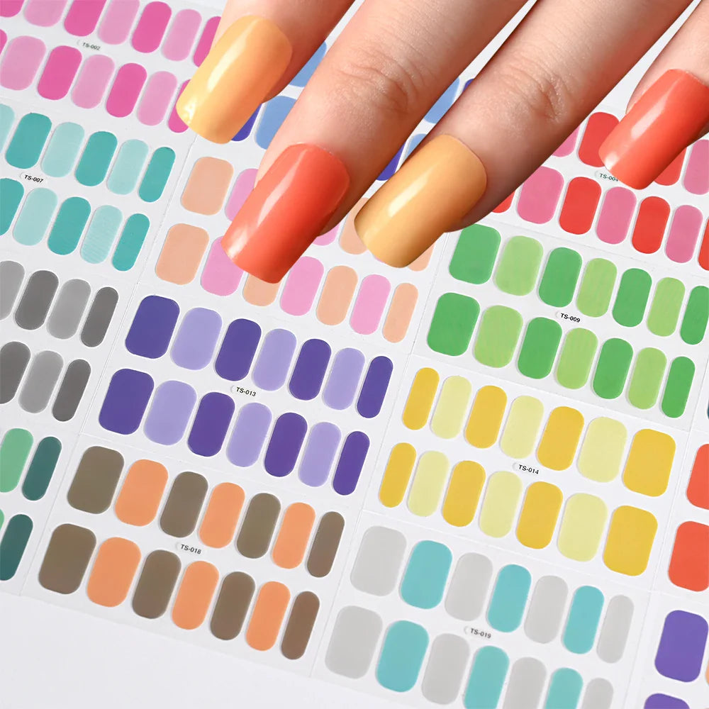 14Tips Solid Color Stickers Nail Art Supplies European & American Simple Decals Oil Film Decals Press on Nails Stickers Designer (ONLINE ORDER ONLY)