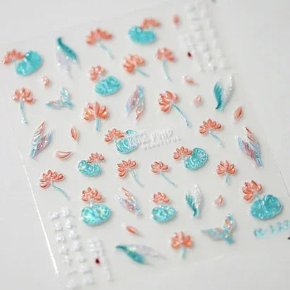 Chinese Style Gold Stamped God Deer Moon Auspicious Clouds Crane Lotus Flower 3D Self-adhesive Nail Art Stickers Manicure Decals (ONLINE ORDER ONLY)
