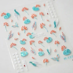 Chinese Style Gold Stamped God Deer Moon Auspicious Clouds Crane Lotus Flower 3D Self-adhesive Nail Art Stickers Manicure Decals (ONLINE ORDER ONLY)