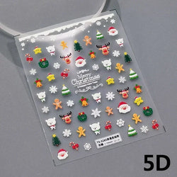 Snowman Apple Stars Gift Bell Snowflake Christmas Tree 3D Jelly Self Adhesive Nail Art Stickers Santa Claus Xmas Manicure Decals (ONLINE ORDER ONLY)