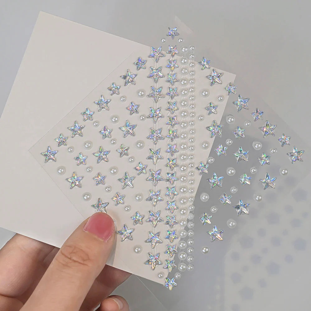 1pc Star-Shaped Rhinestone Sticker Sparkling Acrylic Rhinestone Face Decals Butterfly & Floral Designs for Party/Stage/Festivals (ONLINE ORDER ONLY)