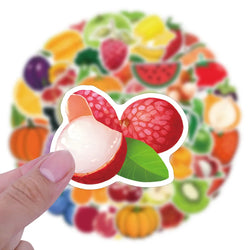 Mixed Fruits Vegetable Cartoon Stickers Waterproof Decals for Phone Laptop Luggage Guitar Fridge (Online Order Only)