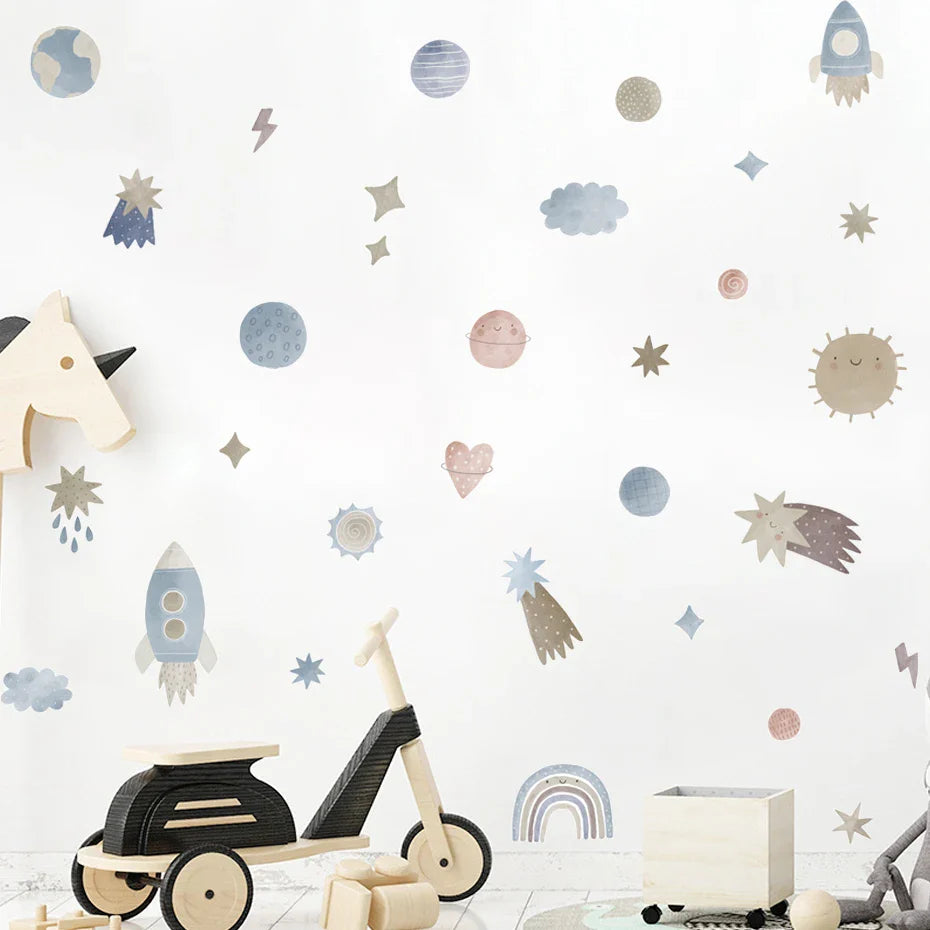 Boho Space Adventure Stars Wall Stickers for Kids Room Decor (ONLINE ORDER ONLY)
