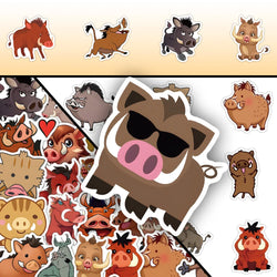 10/30/54PCS Wild Boar Cartoon Stickers Cute Animal Graffiti Kids Toys Luggage Laptop Phone Guitar Car Bike Decals Decoration Toy (ONLINE ORDER ONLY)