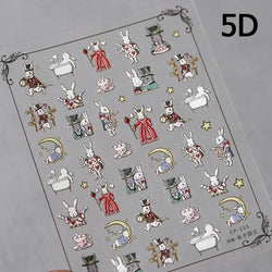 Poker Red Love Heart Square Grid Star Moon Card Pattern Spade Retro 3D Self Adhesive Nail Art Decoration Sticker Manicure Decals (Online Order Only)