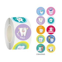 500pcs Cute Cartoon Tooth Stickers Roll Cartoon Graffiti Decal DIY Luggage Laptop Skateboard Bicycle Fridge Stickers Kids Gifts (Online Order Only)