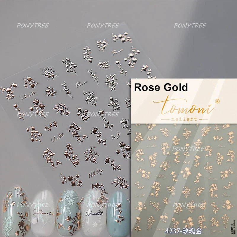 Wet Garden White Flower Leaves Elegant Beautiful Petal Delicate 5D 3D Charming Spring Adhesive Nail Art Stickers Manicure Decals (ONLINE ORDER ONLY)