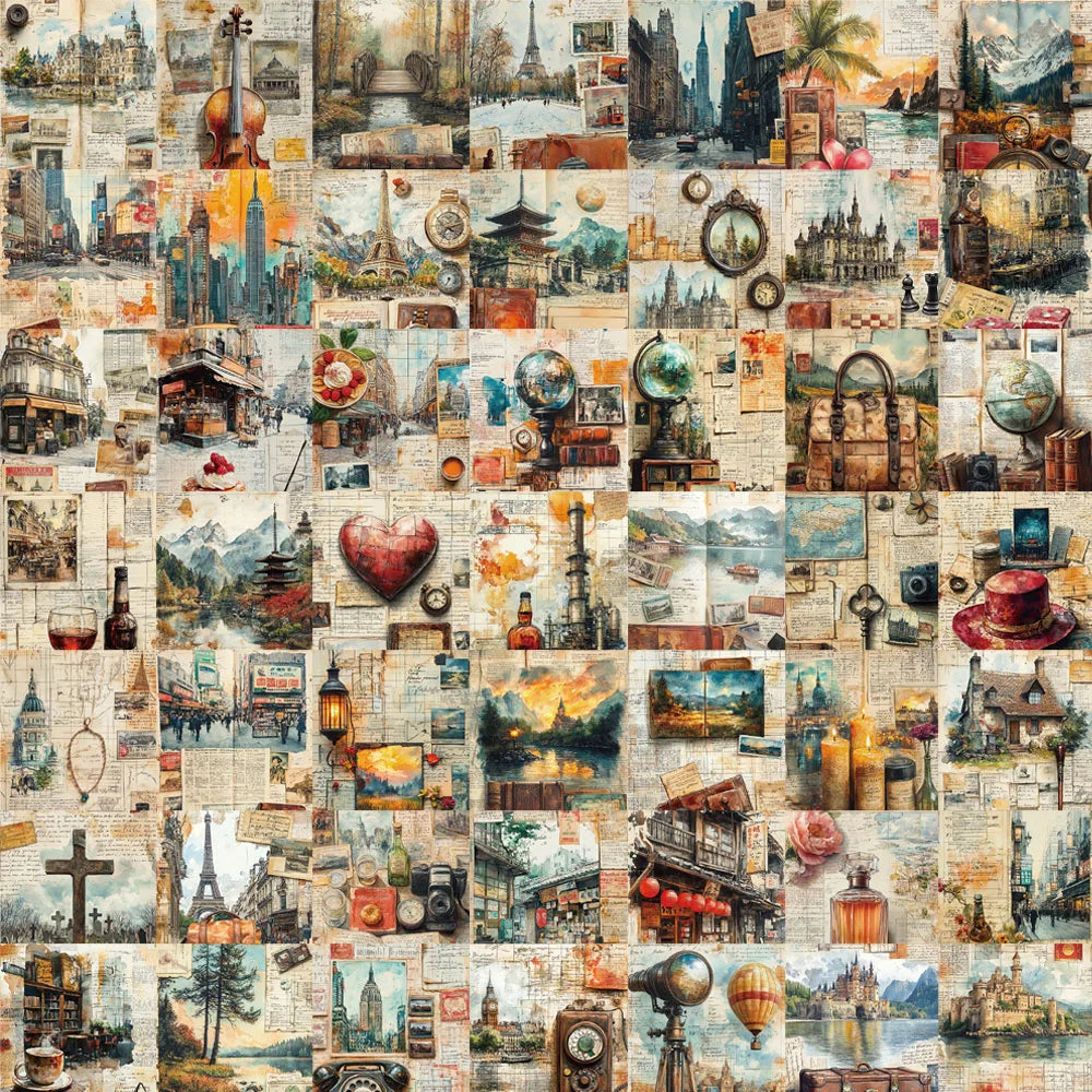 50pcs Retro Travel Stickers for Luggage, Water Bottle, Notebook, Guitar, Laptop, Phone (ONLINE ORDER ONLY)