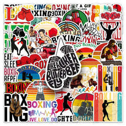 50Pcs Boxing Sports Cartoon Waterproof Vinyl Stickers for Skateboard Snowboard (Online Order Only)
