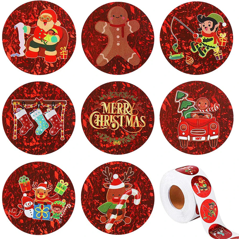 100-500pcs Christmas Gift Box Stickers Package Santa Baking Seal Sticker Handmade Letter Envelope Sealing Labels Decoration (ONLINE ORDER ONLY)