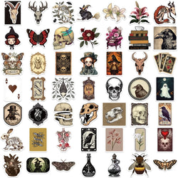 50PCS Cartoon Gothic Skeleton Animal Stickers Skateboard Guitar Computer Refrigerator Desk Graffiti Creative Sticker (ONLINE ORDER ONLY)