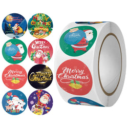 100-500Pcs Cartoon Merry Christmas Sticker Santa Adhesive Decorative Stickers for Xmas Gifts Envelop Seals Cards Packages (ONLINE ORDER ONLY)