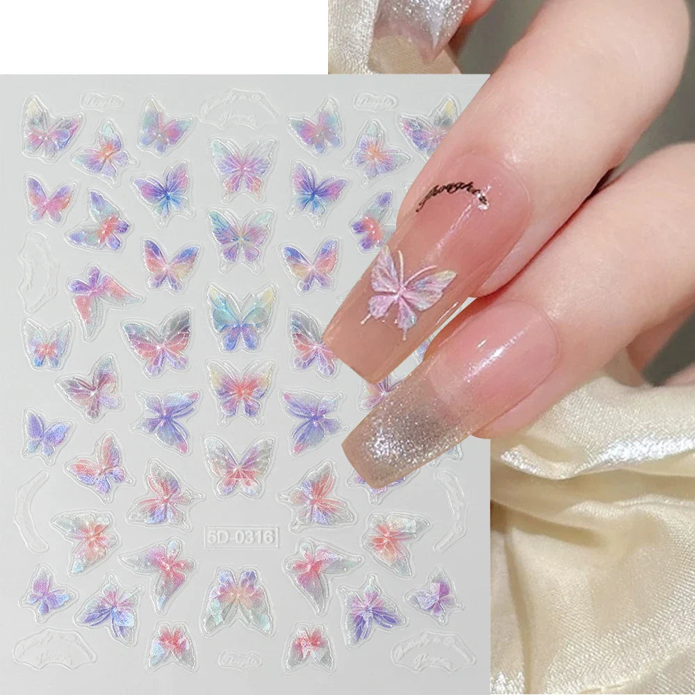 1pcs Pink Christmas Nail Stickers Shiny Shell Light Nail Art Parts Stickers Cute Snowflakes Star Wreath Nail Decorations Decals* (ONLINE ORDER ONLY)