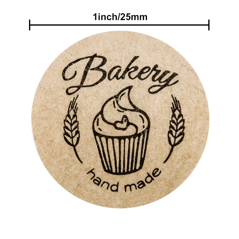 100-500pcs Kraft Paper "bakery"hand Made Stickers Scrapbooking For Cookie Boxes Seal Labels Sticker Cute Stationery Sticker 1in (ONLINE ORDER ONLY)