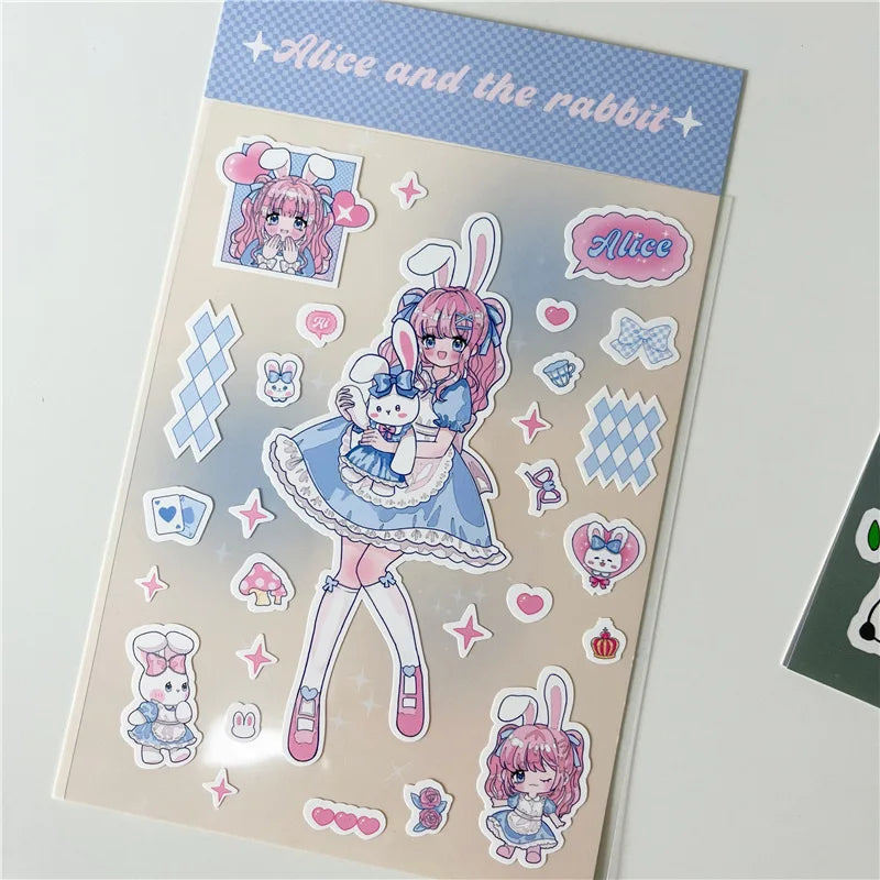 Cute Rabbit Panda Girl Stickers Diary Scrapbooking DIY Album Decoration Sticker Aesthetic Personalized Kawaii Korean Stationery (ONLINE ORDER ONLY)