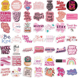 10/30/50PCS Kawaii Encourage Pink PVC Sticky Sticker Aesthetic DIY Stationery Decoration Scrapbooking School Supplies for Kids (ONLINE ORDER ONLY)