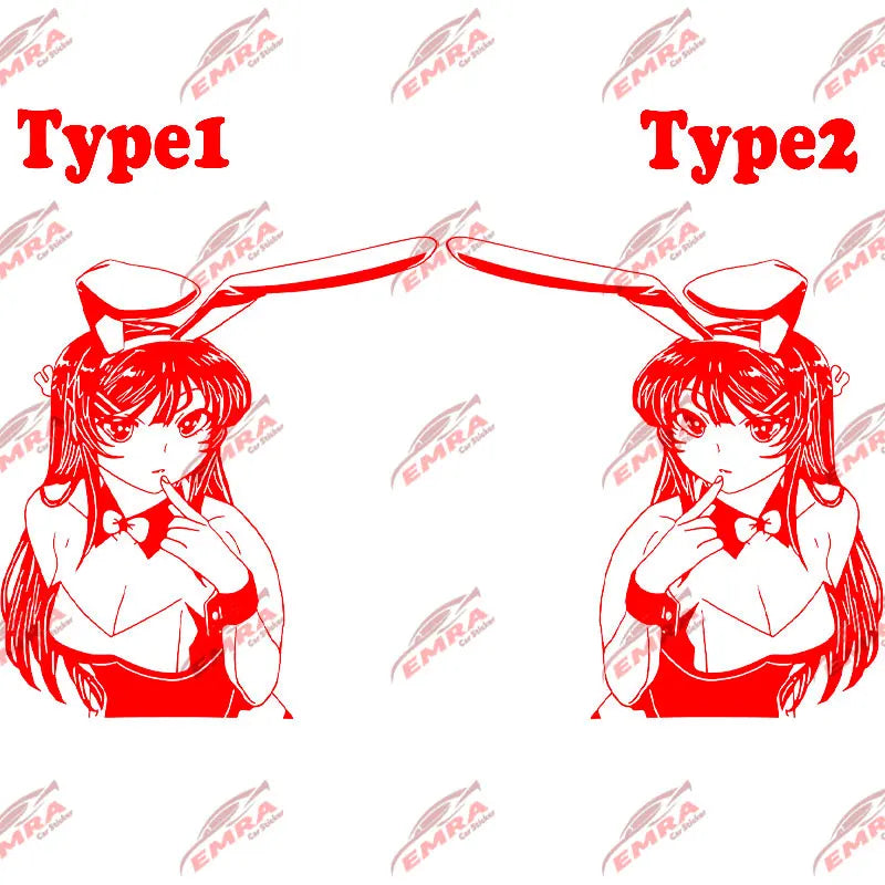 Anime Sticker Rabbit Girl For Car Stickers Decoration Window Door Rear Windshield External Accessories Die Cutting Vinyl Decals (ONLINE ORDER ONLY)