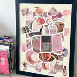 10/30/60PCS Cute Pink Sticker Aesthetic Kids Toys Ins Style Cartoon Decals For Girls DIY Fridge Stationery Phone Laptop Luggage (ONLINE ORDER ONLY)