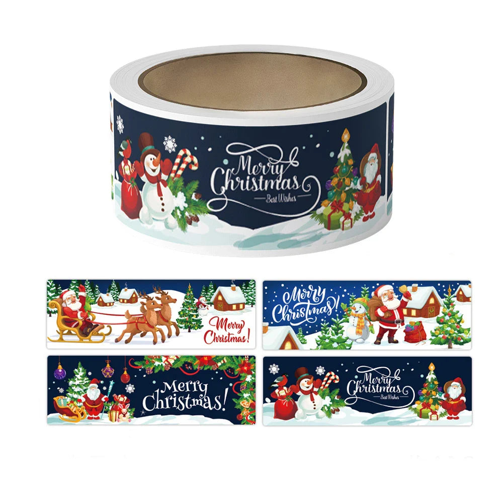 120pcs/roll Merry Christmas Package Seal Stickers Xmas Tree Snowman Santa Claus Gifts Wrapping Decals Decoration Label (Online Order Only)