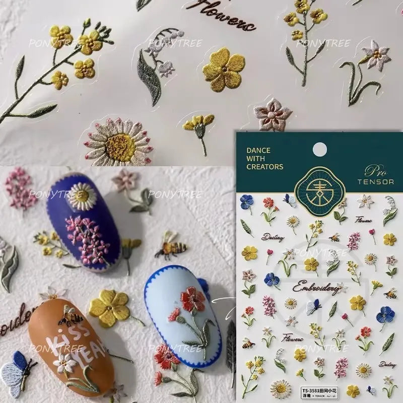 Colourful Daisy Cosmos Hot Stamping Petal Delicate and Pretty Plant Self Adhesive Nail Art Decoration Stickers Manicure Decals (ONLINE ORDER ONLY)