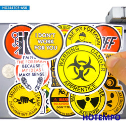 20/30/50Pieces, Warning Stickers, Safety Caution Danger Tips, Humorous Worker Slogan, for DIY Creative Decoration, Funny Sticker (ONLINE ORDER ONLY)