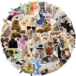 50PCS Cute Pets Cartoon Animals Sticker For Luggage Laptop Cup Skateboard Journal Gift Waterproof PET Sticker ﻿ (Online Order Only)