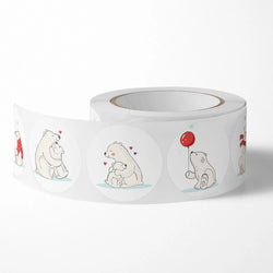 100-500 Pcs Round Cute Animal Polar Bear Party Adhesive Diy Seal Stickers Decorative Album Diary Cartoon Kawaii Label Decor (ONLINE ORDER ONLY)