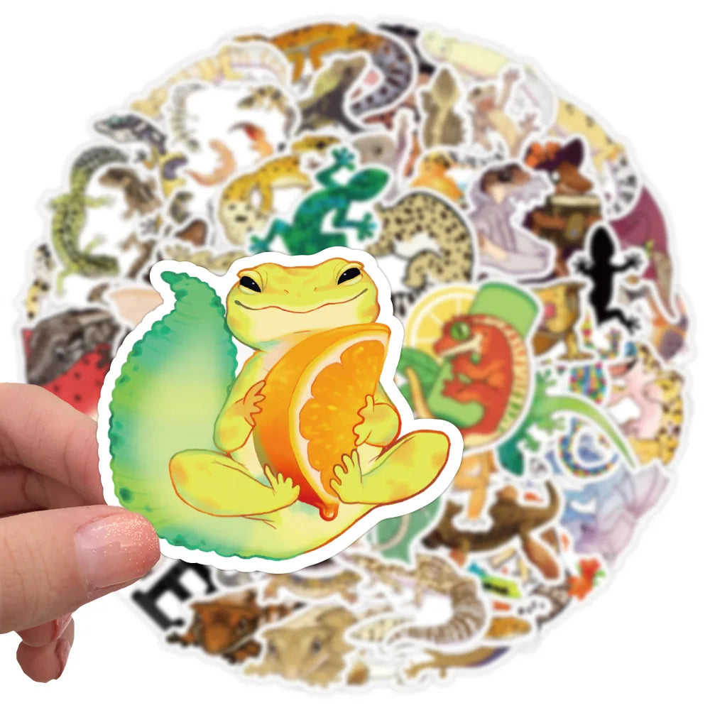 10/50Pcs Funny Animal Gecko Lizard Stickers for Skateboard Gift Box Bicycle Computer Notebook Car Decal Children's Toys (Online Order Only)