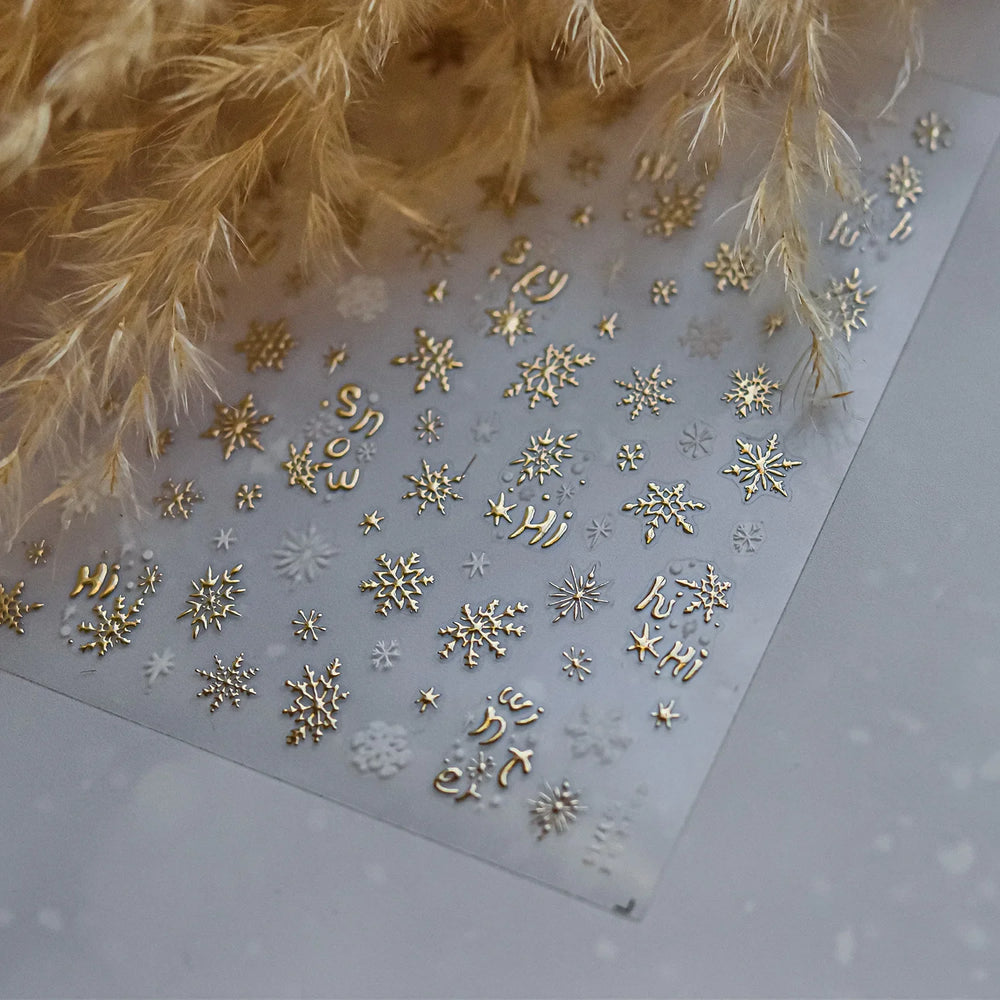 Dressy Embossment Colorful Gradient Snowflakes Laser Silver Christmas Tree Winter Bowknot Santa Nail Art Stickers Manicure Decal (Online Order Only)