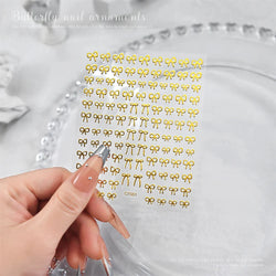 6pcs/Set Lovely Line Bowknot Nail Sticker Gold Silver Black White Pink Red Bow Tie Mini Bowknot 3D Self Adhesive Manicure Decals (ONLINE ORDER ONLY)
