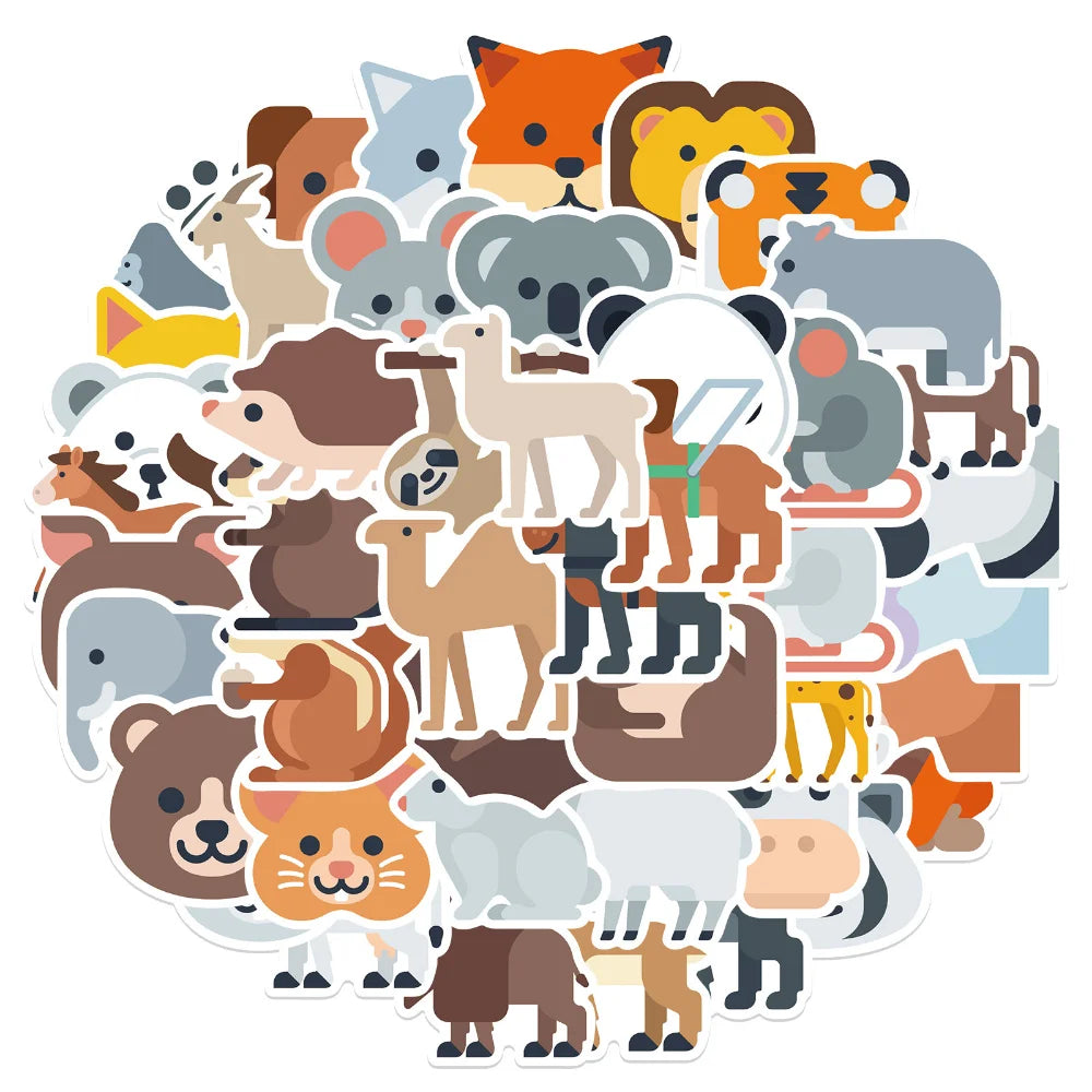 10/52Pcs Cute Cartoon Animal Stickers Motorcycle Luggage Guitar Skateboard Cool Graffiti Sticker for Kid Decal Toys Gift (ONLINE ORDER ONLY)