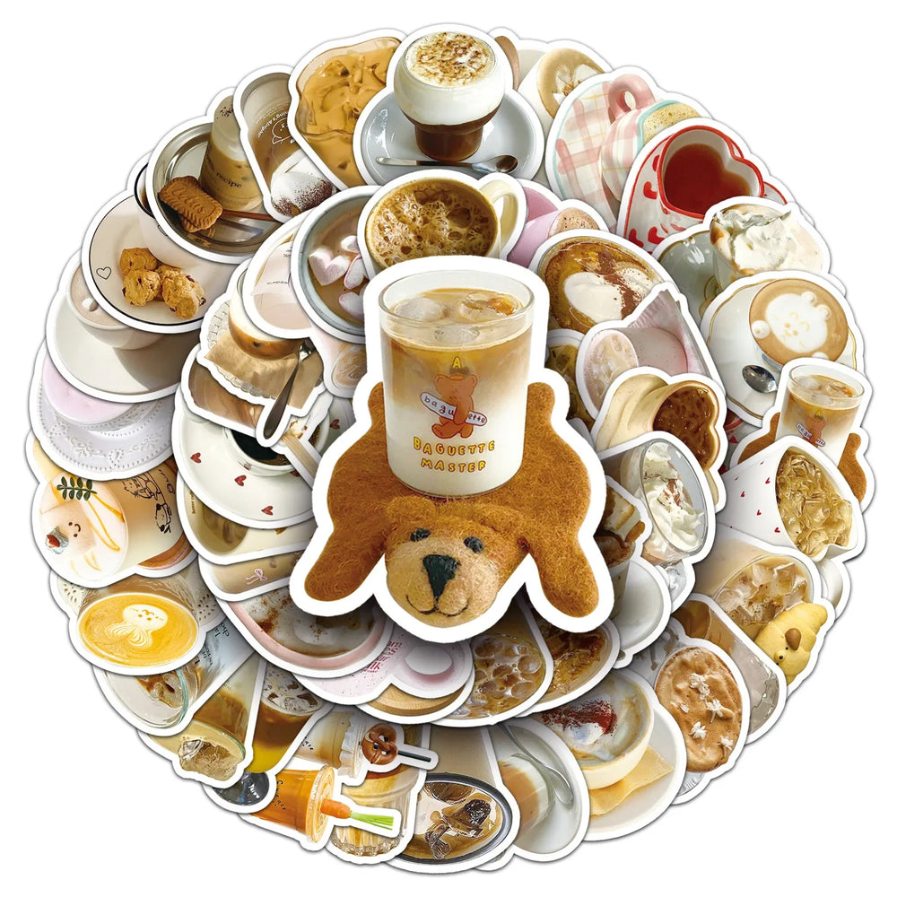 Coffee Cartoon Sticker Pack - DIY Phone Laptop Luggage Skateboard Decals (Online Order Only)