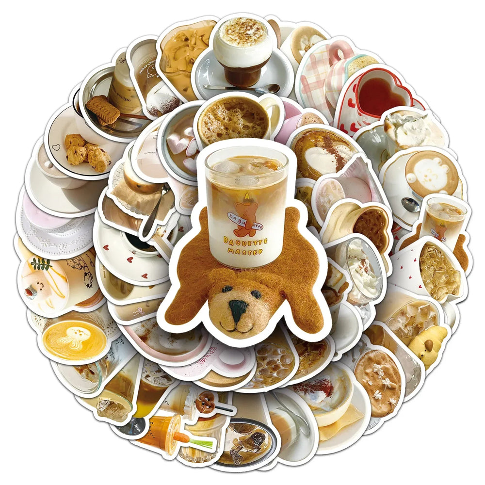Coffee Cartoon Sticker Pack - DIY Phone Laptop Luggage Skateboard Decals (Online Order Only)