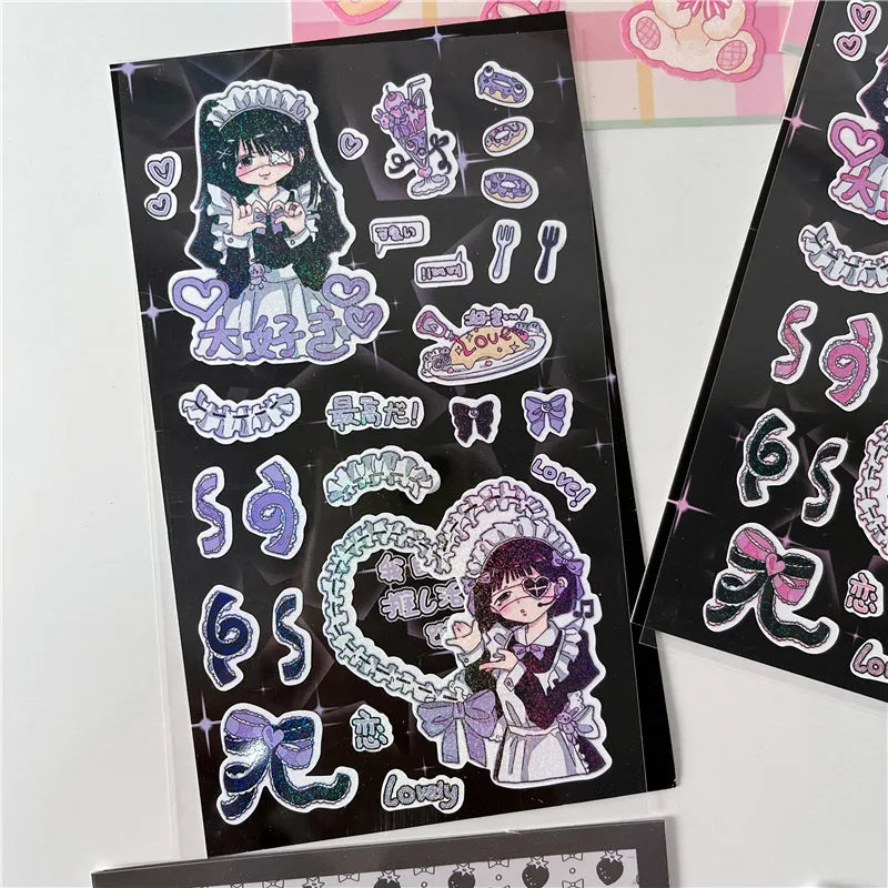 Korean Cute Maid Devil Angel Girl Stickers Scrapbooking DIY Album Decoration Sticker Aesthetic Personalized Kawaii Stationery (ONLINE ORDER ONLY)