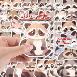 10/50pcs Cute Cartoon Raccoon Personalized Graffiti Waterproof Sticker Animal Diy Mug Mobile Phone Trend Decal Decal Wholesale (Online Order Only)